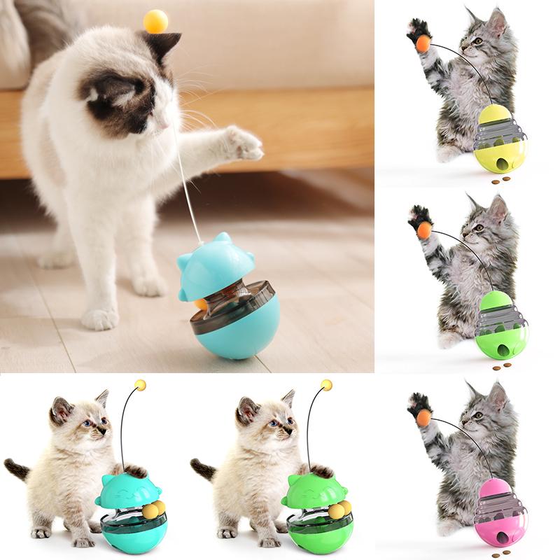 Interesting Tumbler Mint Ball Feeders Puzzle Play Cat Tracks Spinning Toy Game Cat Funny Cat Stick