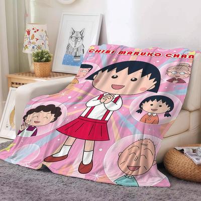 Anime Chibi Maruko Chan Blanket For Sofa Office Bed Plane Travel Sleep Read Relax Camping Soft And Warm