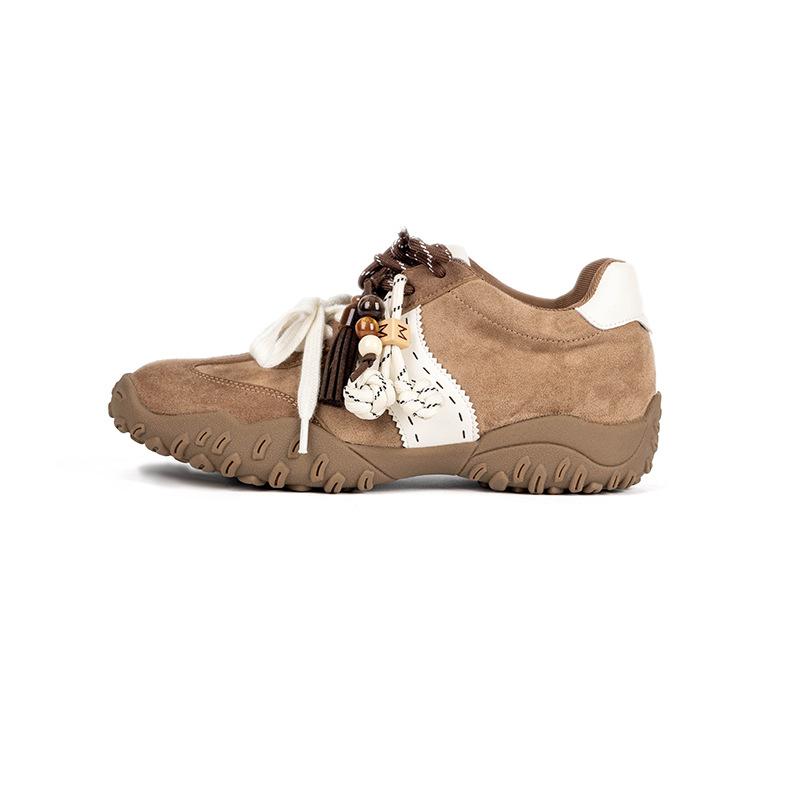 Cowhide~ Su Yinyin's new color has increased the height within 4cm. Crescent thick-soled mandarin duck shoelaces, sports and leisure shoes, women'