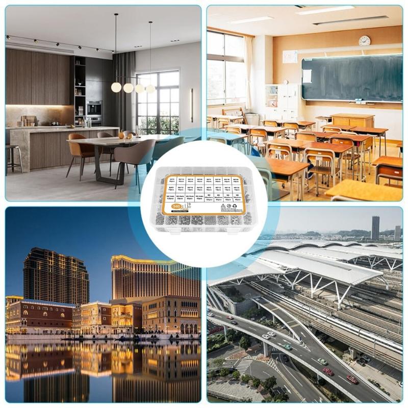 950pcs Complete Screw Set Stainless Steel Screw Assortment Set with Storage Boxs Bolt Nut & Washer Set for DIY & Machine