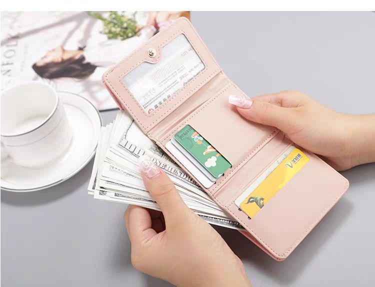 Women's Mini Korean Style Folding Wallet - Cute, Multi-Card Slot Coin Purse for Students