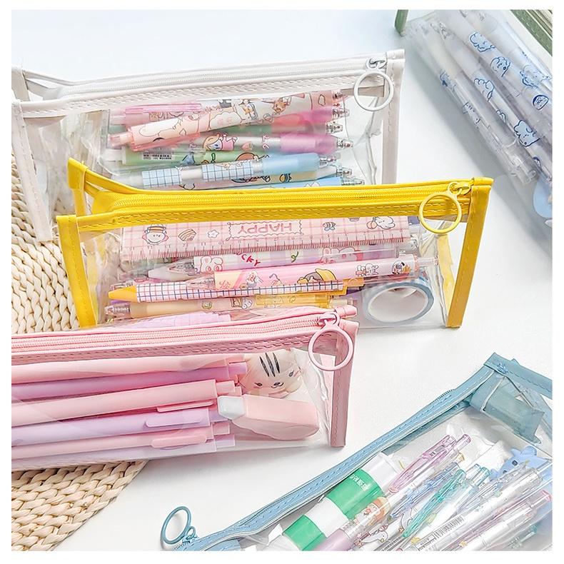 Clear PVC Pen Bag Pencil Case  Ins DIY Pattern, Pencil Pouch, Portable Pencil Bag, Pen Case for School & Office