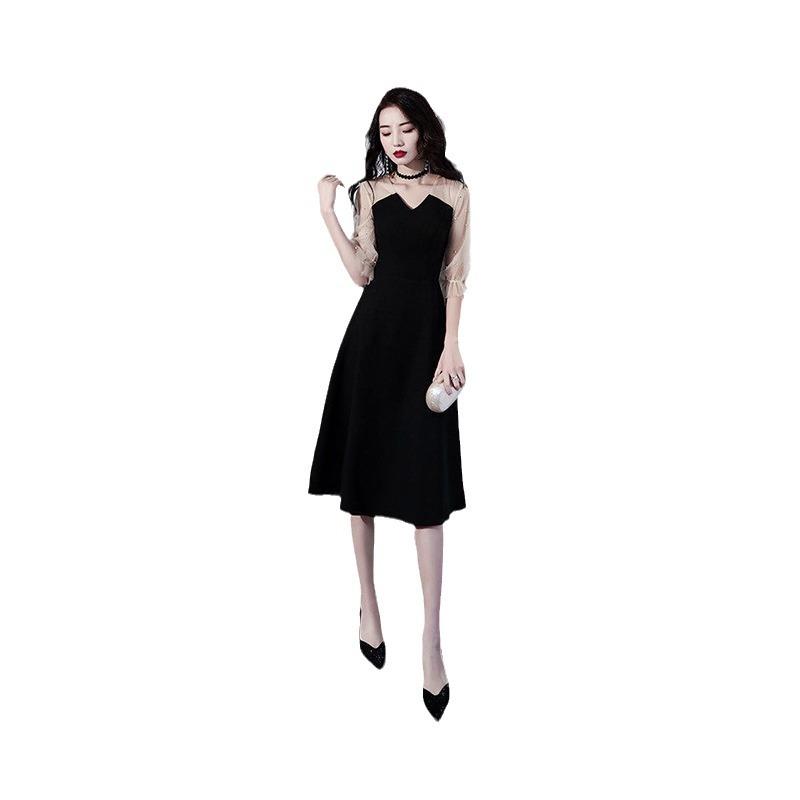 Black evening dress femininity can usually wear high-end socialite small French annual meeting birthday dress