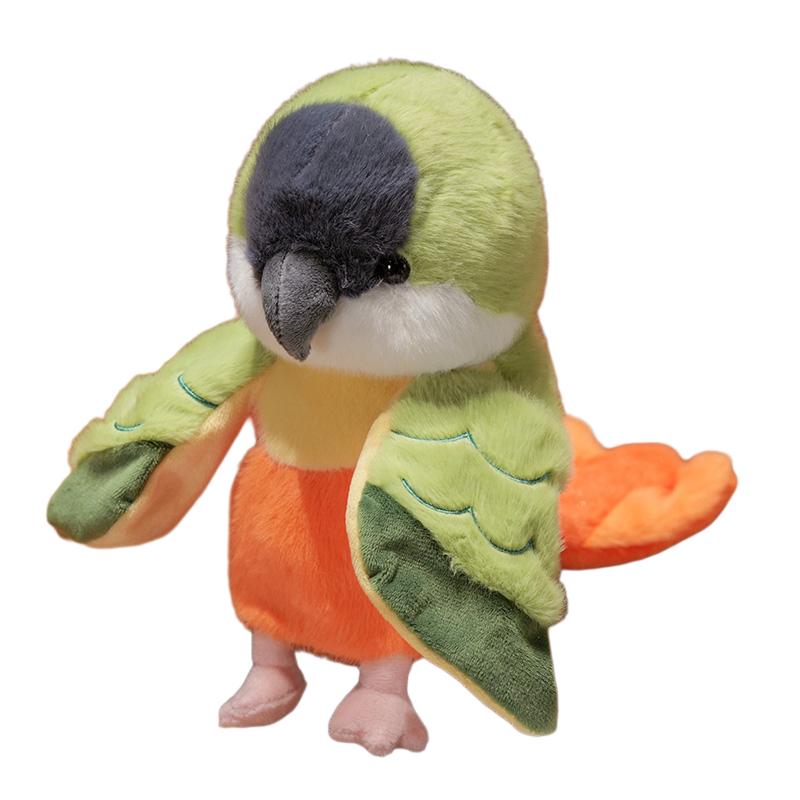 25cm Parrot Bird Doll Hand Puppet Plushie Stuffed Cartoon Animal Interactive Tell Story Education Prop Comforting Gift
