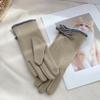 Women Winter Touchscreen Gloves Warm Gloves with Fuzzy Cuffs Bows Thickened Thermal Gloves for Driving Texting Commuting