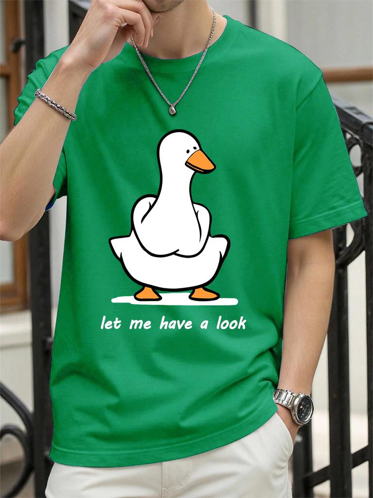 Let Me Have A Look Goose Printed TShirts Womens Cotton Summer Tops Soft Loose ONeck Short Sleeve T Shirts Casual Woman Clothes