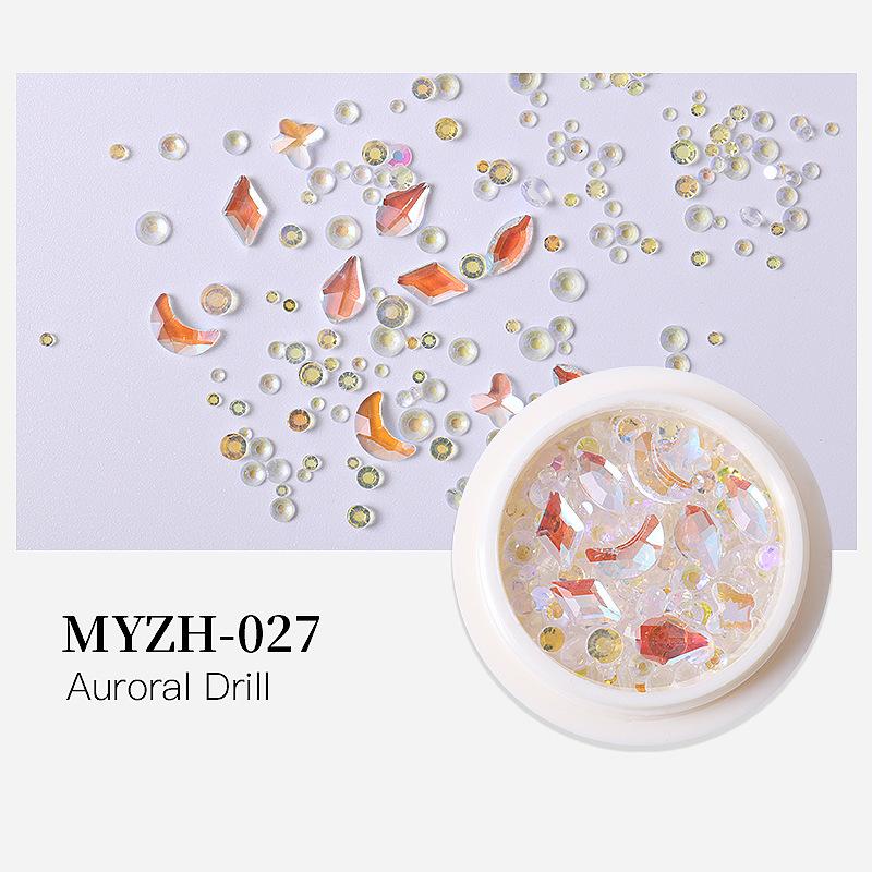 Round Box Nail Art Jewelry Glass Round Diamond Special-Shaped Diamond Flat Bottom Diamond Nail Art Diamond Jewelry Mixed