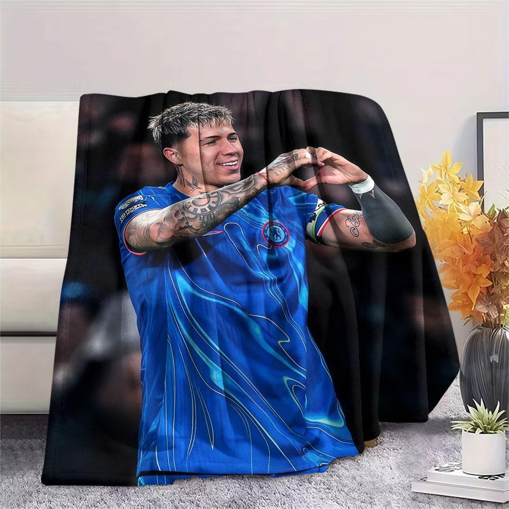 Enzo Printed Flannel Blanket, Soft Throw for Bedroom Sofa, Washable, Fan Merchandise, Great Gift.