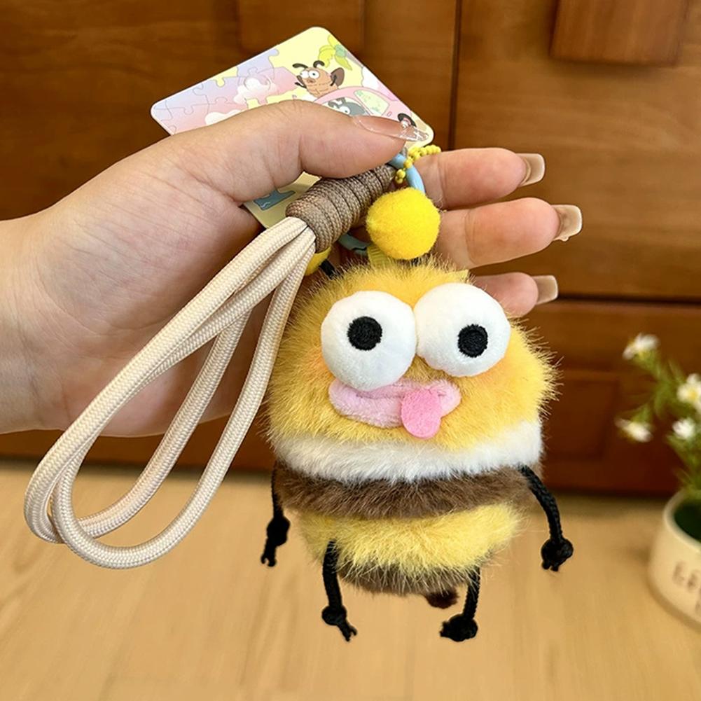 Funny Ugly Insect Plush Keychain Cute Mosquito Cockroach Bee Stuffed Doll Bag Pendant Charm Plushie Toy Gift For Friend