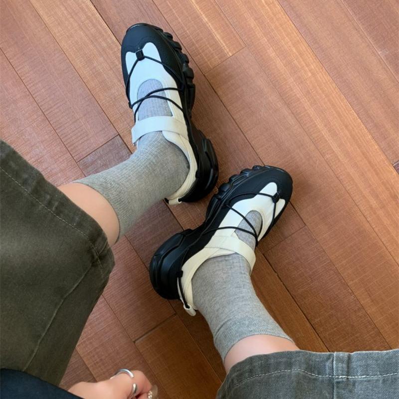 IPPEUM Ballerina Sneaker Shoes For Women Round Toe Black Mary Janes