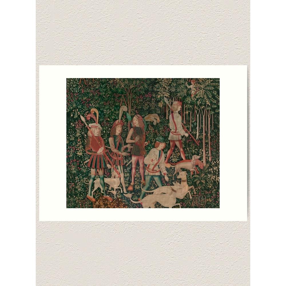 Tapestry The Beginning of the Unicorn Hunt in Medieval Art 75x100