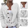 Damen Pullover Strickjacke Rundhals Langarm 3D Blumenmuster Button Up Strickjacke Verdickte warme Herbst Winter Tops