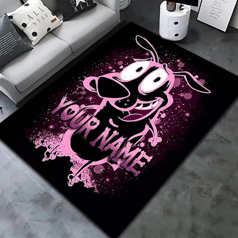 Pink Bunny Galaxy Custom Name Carpet Rug For Living Room Bedroom Home Sofa Decoration Kids Play Nonslip Floor Mat