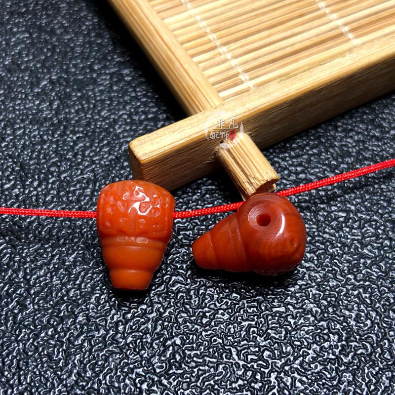 South Red Agate Bógu Pattern One-Piece Pacifier Connector Beads for DIY Bracelet Accessories