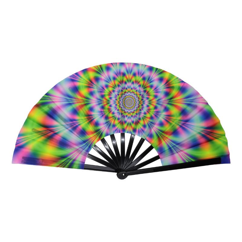 

Rainbow Folding Fan Starry Sky Bright Color Glow in The Dark for Festival Party Performance Prop