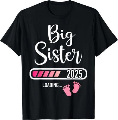 Big Sister 2025 Loading Bar for Pregnancy Announcement Gift Unisex T-Shirt