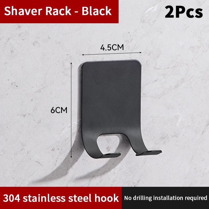 2Pcs Shower Hook Adhesive Razor Holder Wall Mounted Bathroom For Rack Shaver Shaving Holder Black Plastic Hook