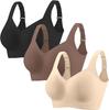 PoseFree Women's Seamless Wirefree Support Bra Push Up Comfort Soft Full Coverage T-Shirt 3pcs