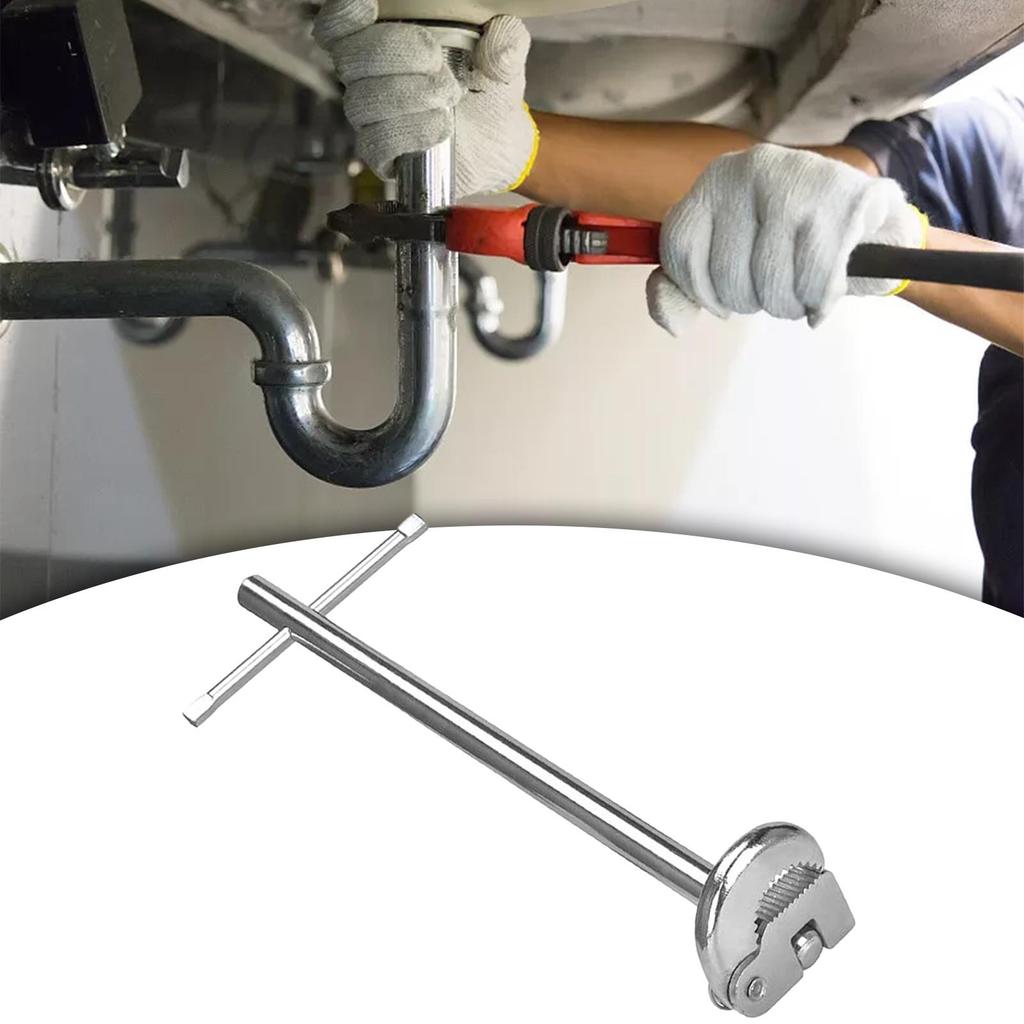 Basin Wrench Adjustable Jaw Plumber Wrench Tool Carbon Steel Compact Multifunctional for Sink Installation Efficient Lightweight