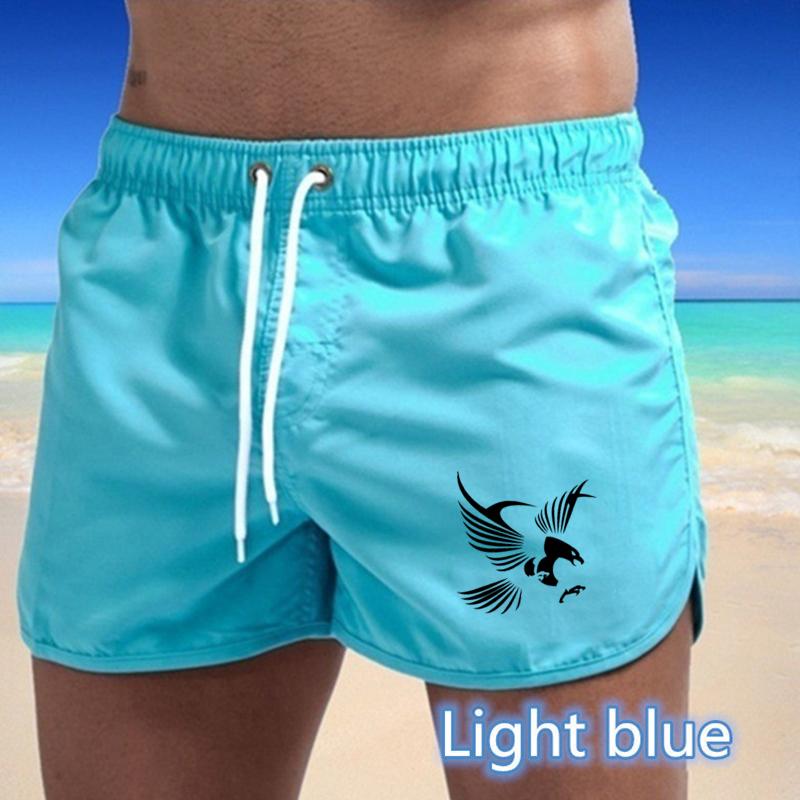 2025 Summer New Men's Quick-Drying Swim Trunks Sports Pants Swimwear Beach Shorts Jogging Shorts Sports Creative Eagle Pattern Print