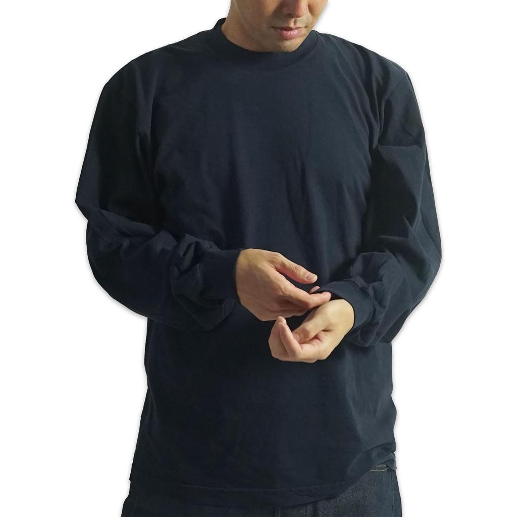 Los Angeles Apparel 1807GD oz Garment Dyed Crew Neck Long Sleeve Size L 6.5 T-Shirt, Navy,