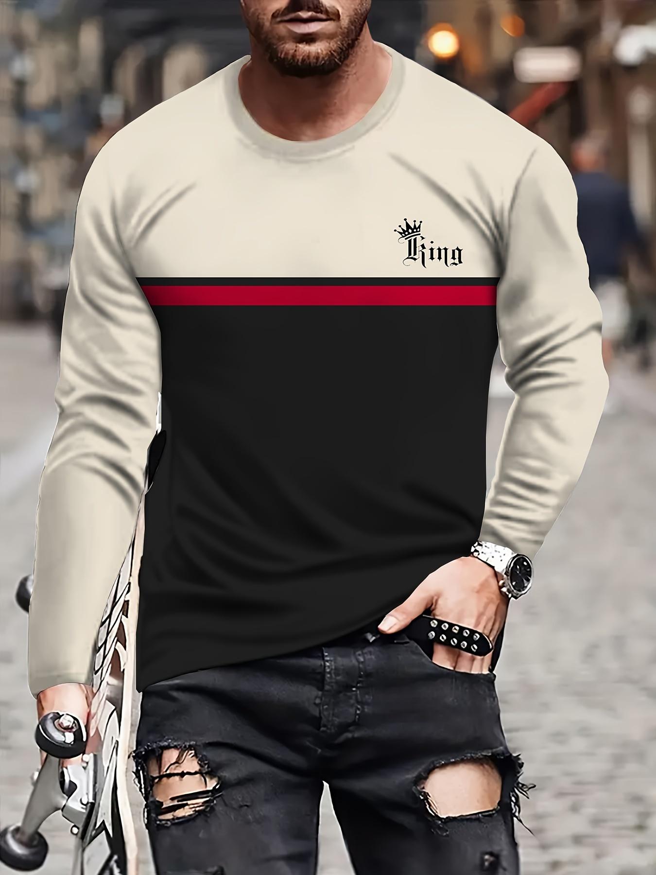 

Винтажная мужская футболка с длинным рукавом, лоскутные футболки, топы, клетчатая футболка для мужчин, 3D полосатая принтованная одежда, свободная уличная одежда 5xl 6XL