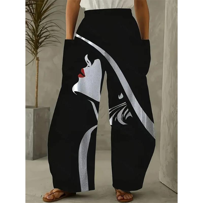 Women's Fall And Winter Pants Exquisite Three-dimensional Abstract Human Face Printing Pants Casual Versatile Street Pants