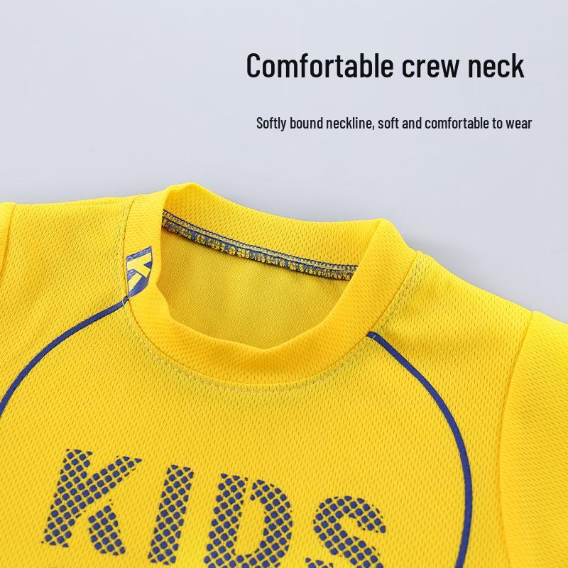 Kids' Quick-Dry Breathable Sports Set: Short Sleeve T-Shirt & Shorts for Soccer - Boys & Girls Summer Activewear