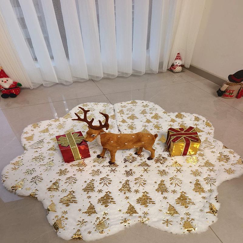 WTEMPO Christmas Tree Skirt Christmas Tree Snowflake Patterns Printed Xmas Tree Skirt Winter Indrro Outddor Party Christmas Tree Decor Mat