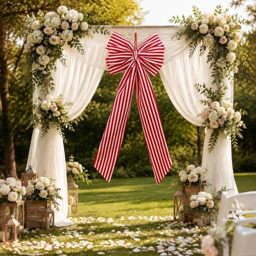 Stripe Christmas Tree Topper Bow DIY Christmas Wreaths Bow Tree Bow with Long Tails  Home Decor