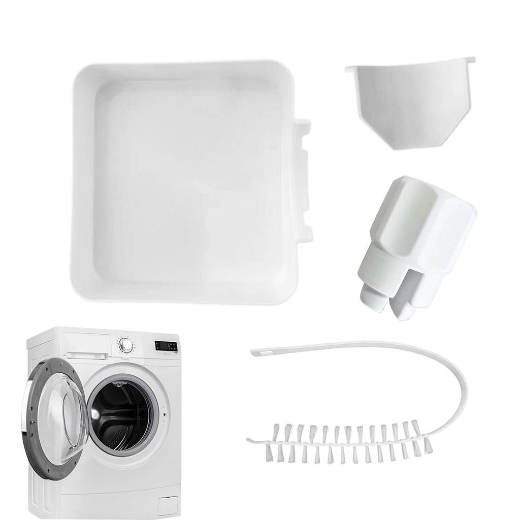 Washing Machine Drain Filter Tray Water Collection Funnel with Brush Replacement Accessory for Washer Home Rental Apartments