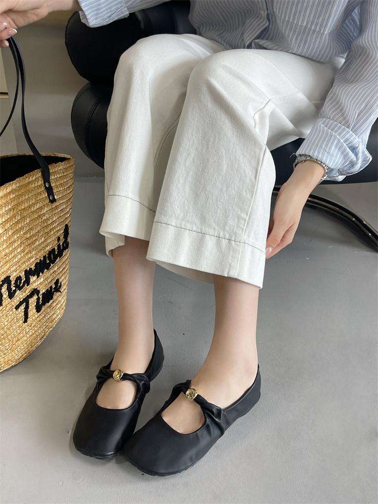 2025 New Shallow Mouth One-word Strap Single Shoes Women's Single Shoes