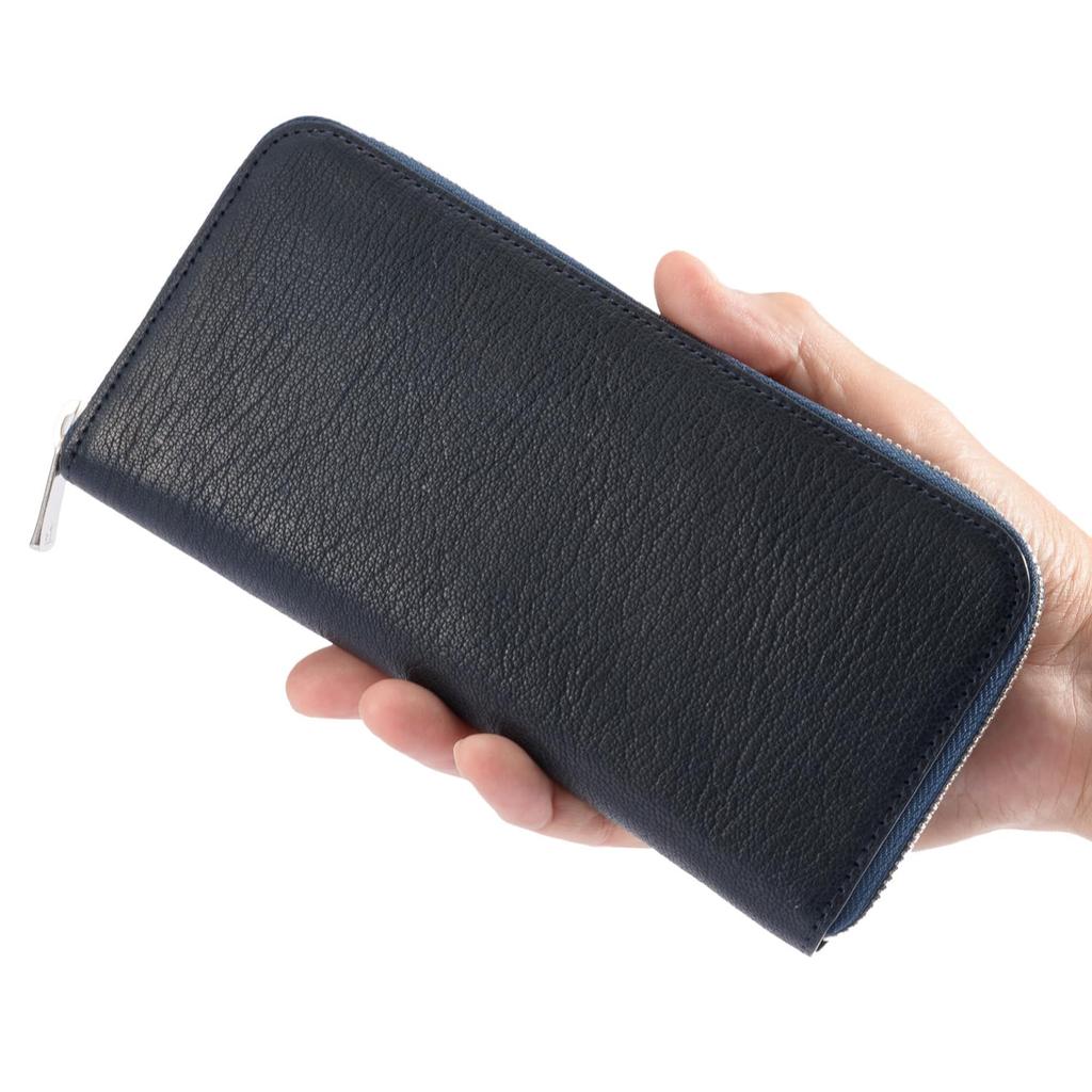 Milagro Himeji Goat Leather Zip-Around Long Wallet (Himeji Leather Genuine Goat Leather Men's Large Capacity) EA-MI-200 (Green)