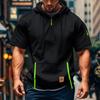 Men's Hoodie Casual Vintage Short Sleeve Workout Sweatshirt With 1/4 Zipper Pullover Active Hoodies