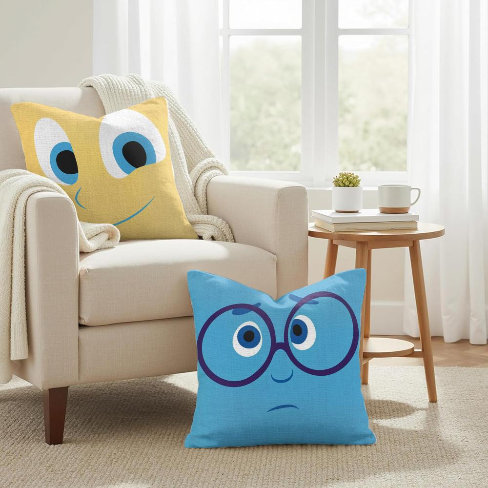 CARTOON ANGRY EYES Cushion Cover Natural Linen Organic Fabric DoubleSided Printing Couch Pillow Covers Home Decor