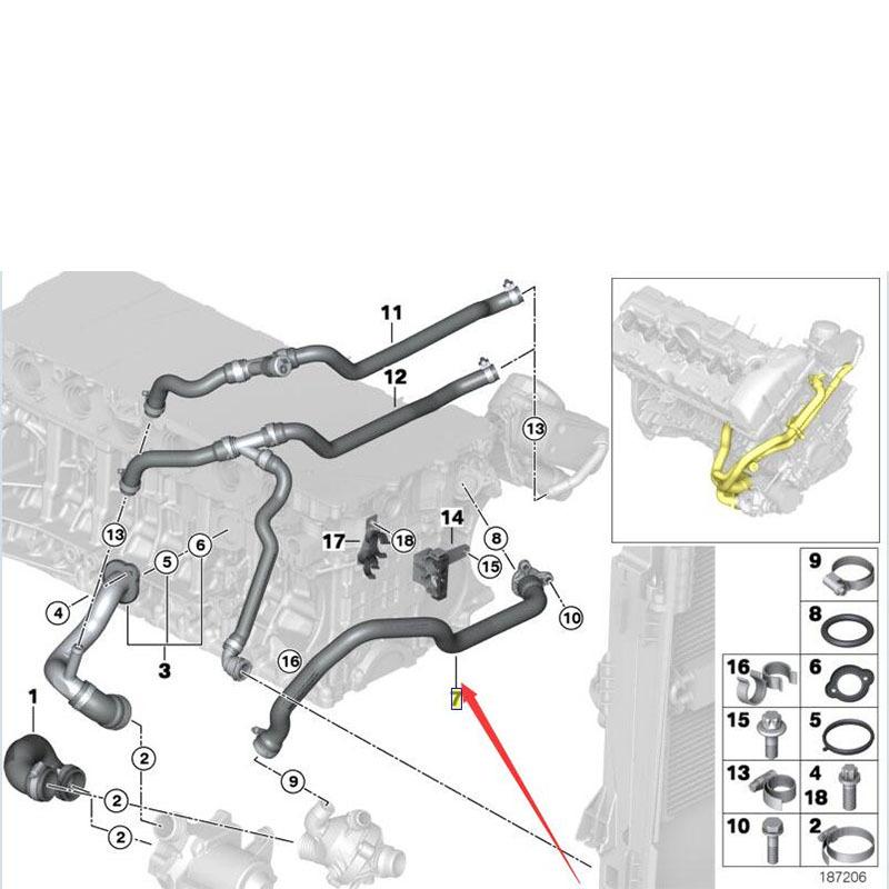 1153 7581 063 Car Accessories coolant hose water pipe OEM 11537581063 for BMW F01 F02 F10 F18 N52 N53