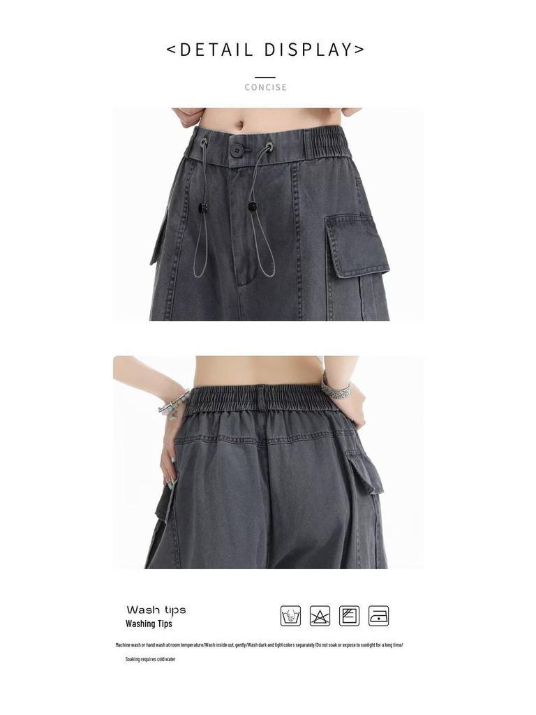 2026 Women's Korean Style Loose Casual Pants - Trendy, Versatile Spring/Summer Drop-Weight Straight Leg Cargo Pants.