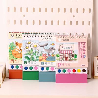 20 Pages Watercolor Painting Set House Painting Book Portable Painting Sketch Book Kids