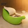 Decorative Pet Furniture for Home Banana Cat Bed Plush Cave Bed with Lid Fleece Lined Cozy Lid Hideaway Warm Semi Enclosed Cats Small Dogs,