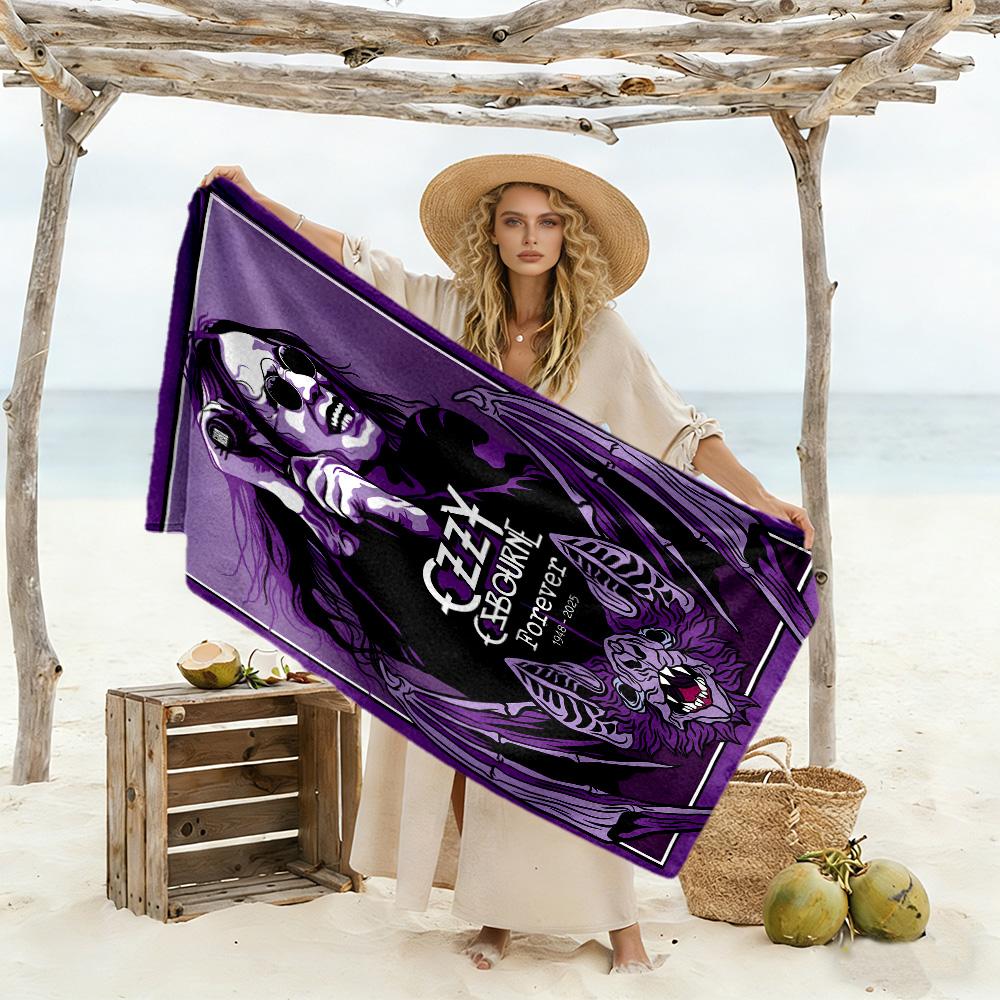 Asciugamano da spiaggia Ozzy Osbourne per viaggi al mare Tappetino da picnic resistente, yoga e fitness, coperta da campeggio Accessorio da bagno