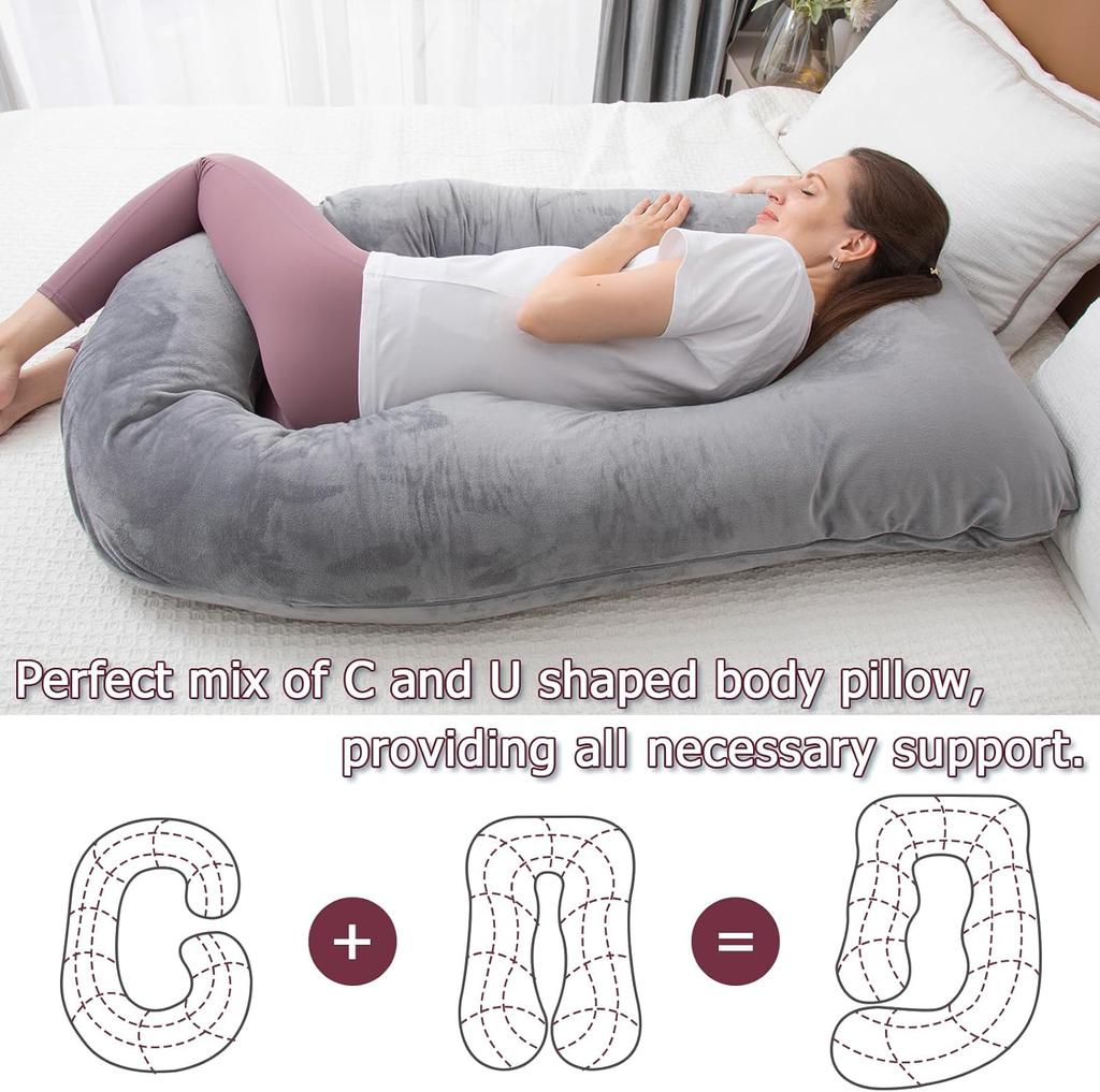 Jiabinfu Pregnancy Pillow, U Shaped Full Body Pillow for Maternity Support, Sleeping Pillow with Cover for Pregnant Women