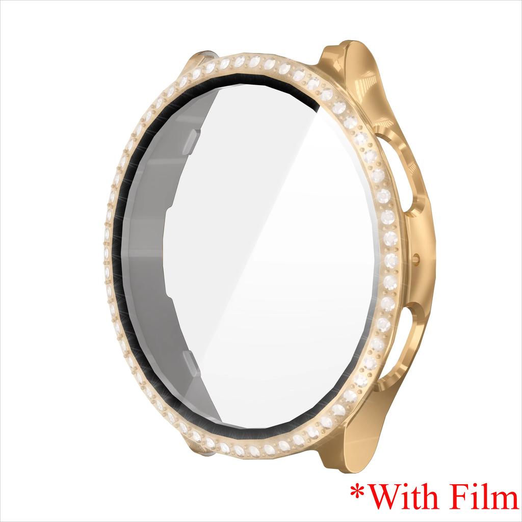 Glass+Diamond Case for Samsung Galaxy Watch 7 40 44mm Accessories Bling PC Bumper+Screen Protector for Galaxy Watch 7 Cover Case
