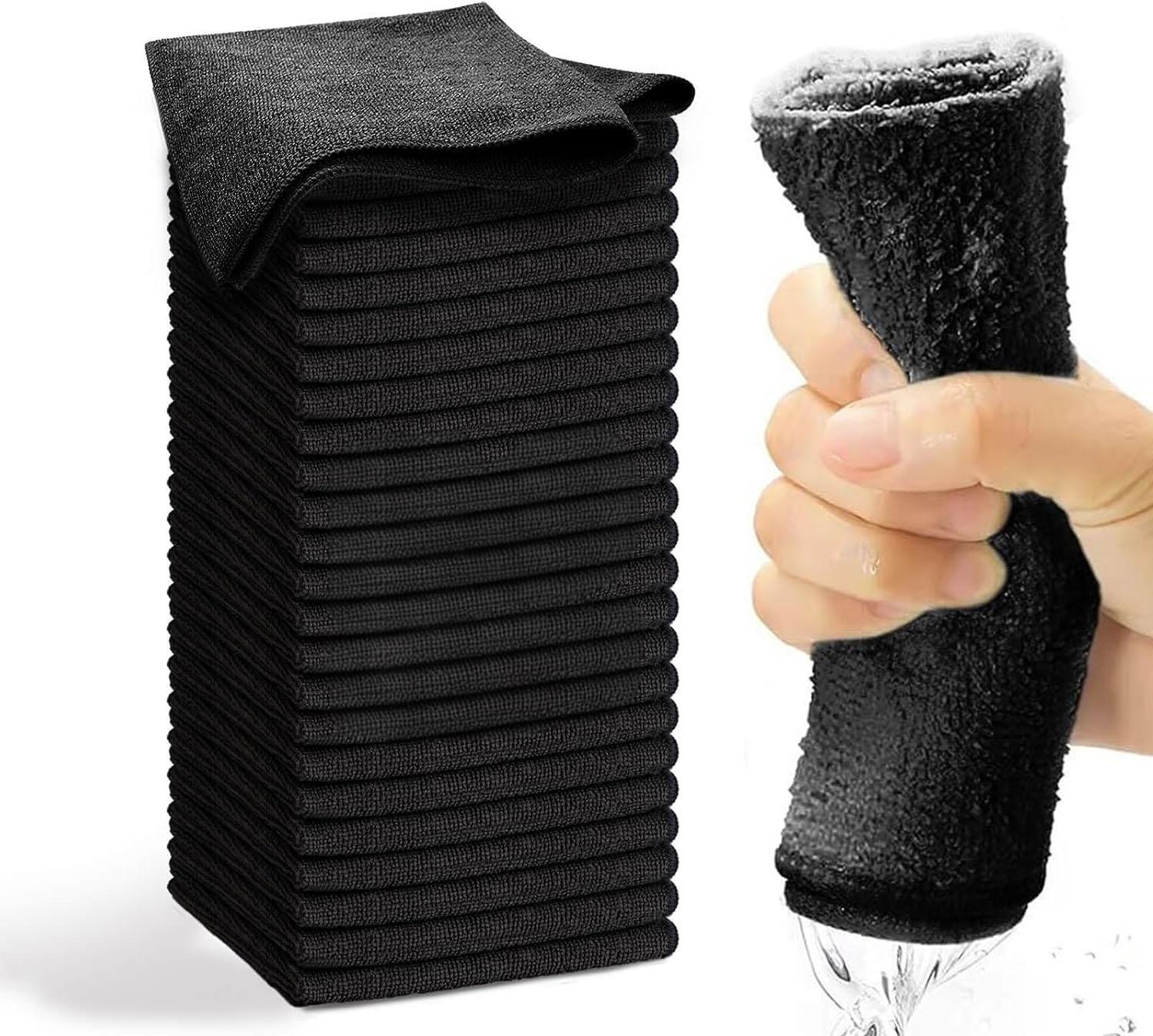 

Черные ультратонкие волокнистые салфетки для дома, тряпка для чистки автомобиля, полиэстер, хлопок, быстросохнущая тряпка для кухонного полотенца, губка для мытья посуды 1PC