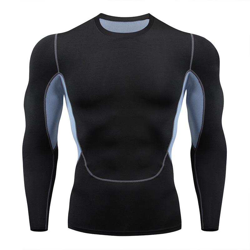 Cross-border PRO Men's Quick-Dry Sports Tights: High Elastic, Sweat-Absorbent, Long-Sleeved Fitness & Cycling Shirt