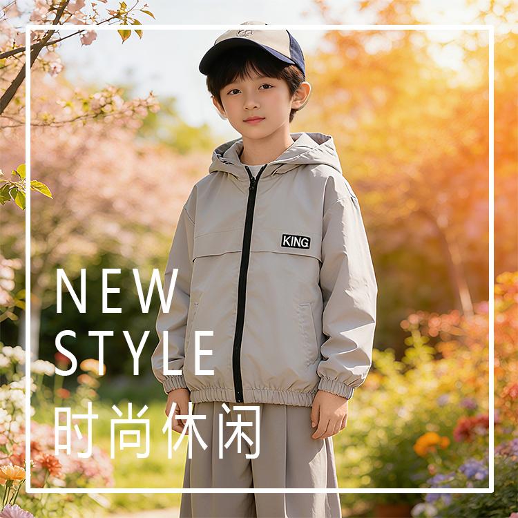 New Spring Jacket for Boys, Comfortable Zipper Hooded Cardigan, Outdoor Trendy Children's Clothing