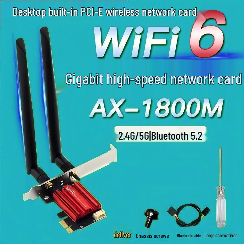 AX1800 WiFi 6 Dual-Band PCIe Desktop Network Card with 5G and Bluetooth 5.2.