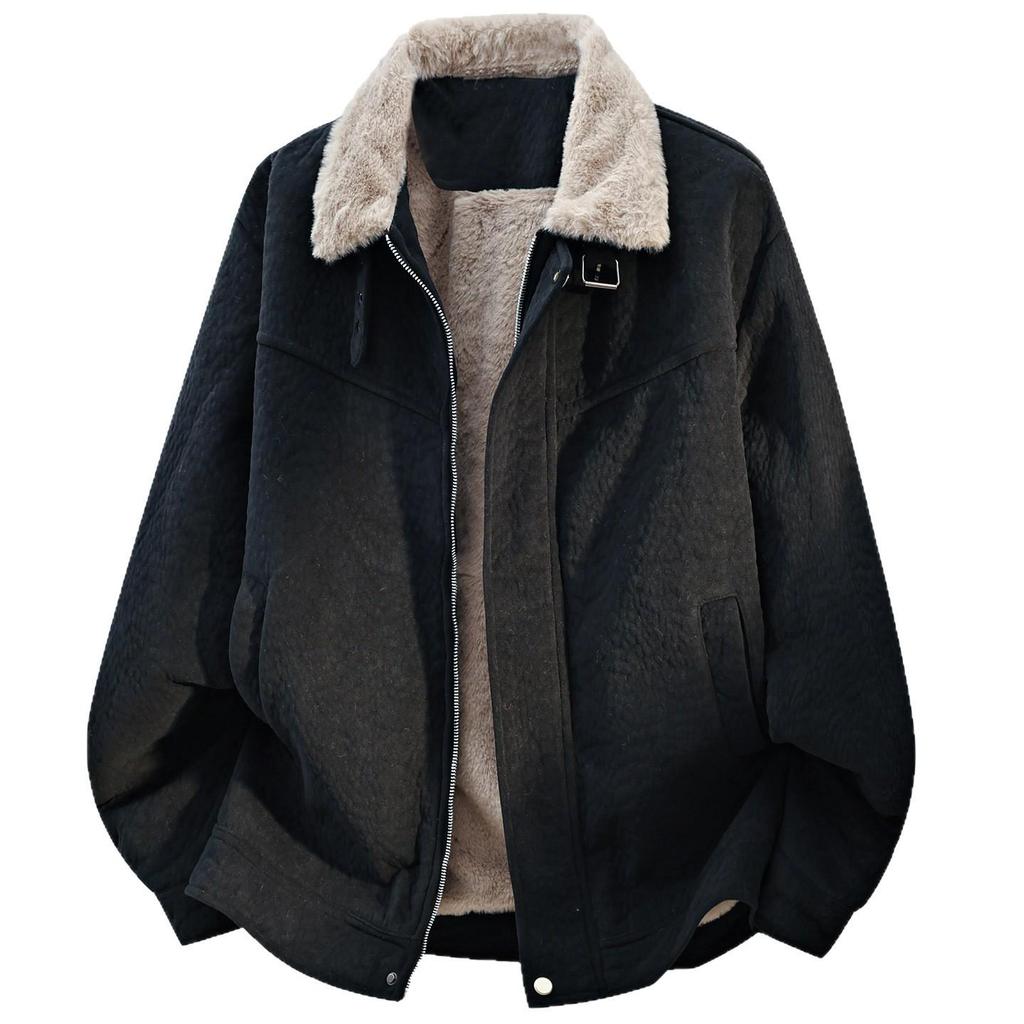 Barn Wind Herren Übergröße Wildleder Steppenadler Plüschjacke, M-8XL, Samt Kaninchenfell