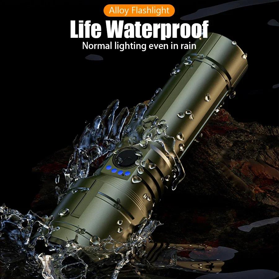 New 3000 LM Flashlight Outdoor Zoom Rechargeable Flashlights, All-aluminum Alloy, Can Light Up The Flame, Super High Power Torch