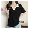 Navava Women Simple Daily Rib Thin Short Sleeve Knit Nk2193