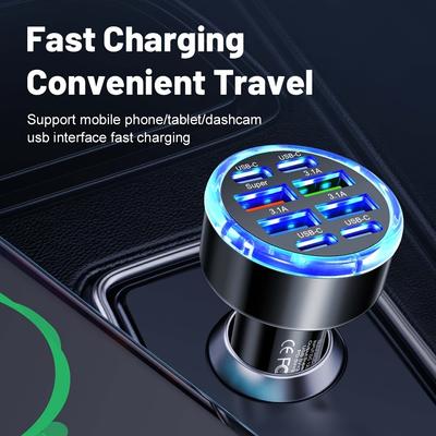 Mehrfachanschluss-Autoladegerät mit intelligentem Schutz - 8 USB-Anschlüsse Schnellladung für mehrere Geräte, Reise-Essential